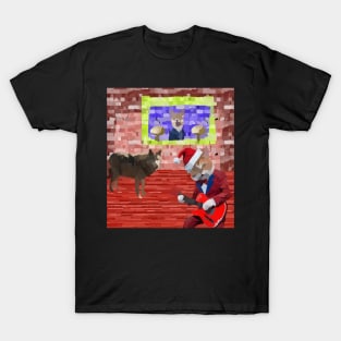 watercolor cat playing guitar with wolf T-Shirt